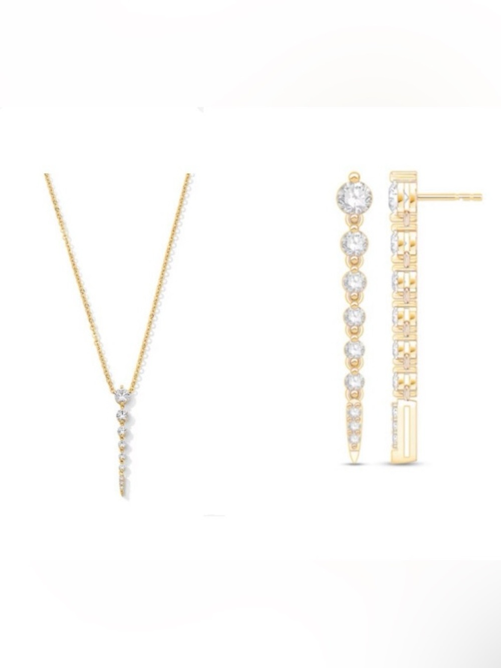 Make me an offer Lab Journey Diamond Vertical Drop Earrings 10k gold & Necklace
